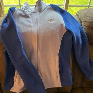 The North Face Blue and White Fleece Jacket